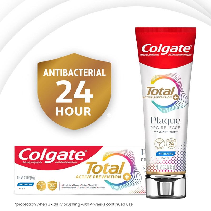 Colgate Total Plaque Pro Release Whitening Toothpaste Pack, Whitening Fluoride T gallery