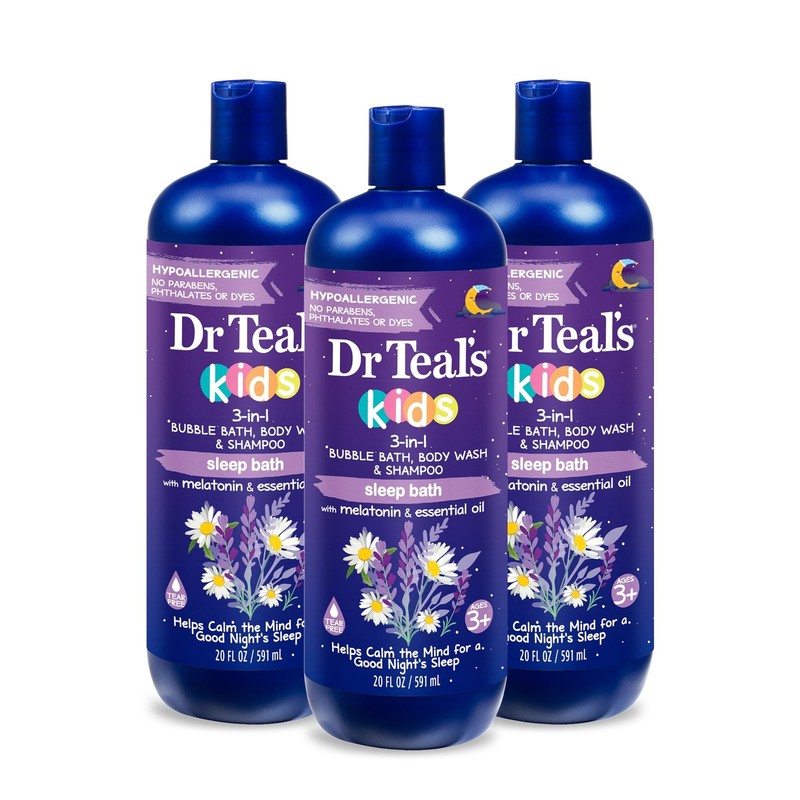 Dr Teal’s Kids 3-in-1 Sleep Bubble Bath, Body Wash & Shampoo with Melatonin & Es