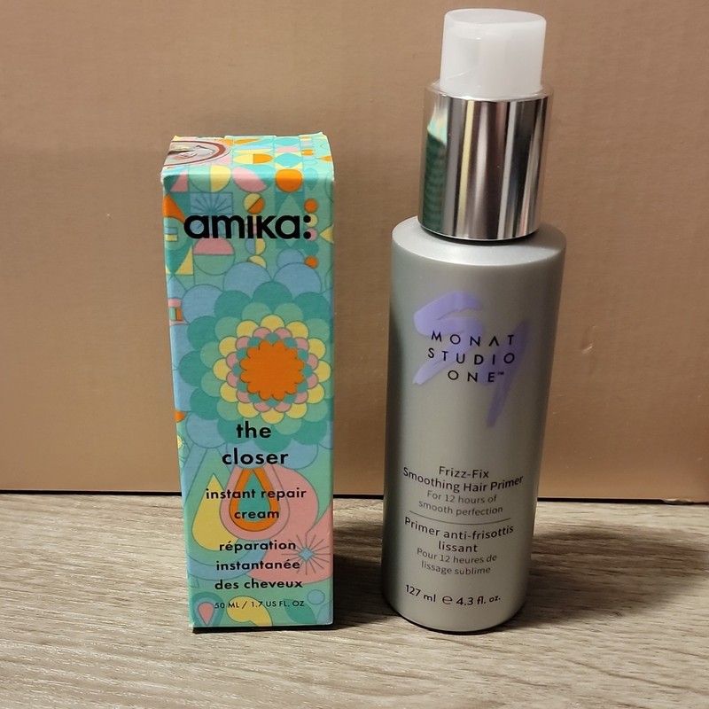 MONAT Studio One Frizz-Fix Hair Primer 4.3 oz + Amika The Closer Repair 1.7 oz