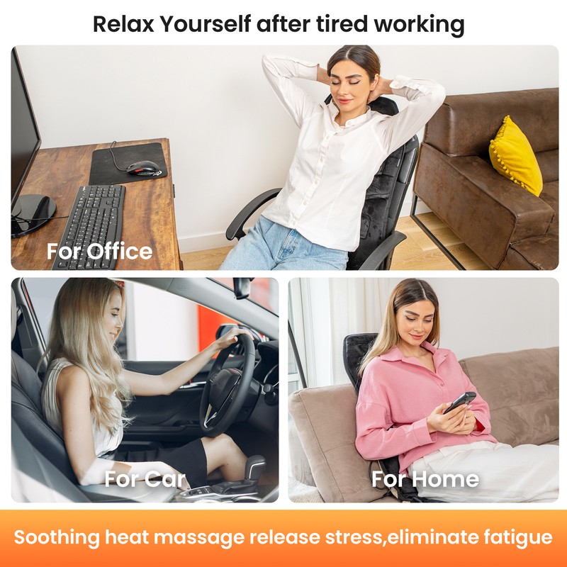 COMFIER Massage Seat Cushion with Heat,Back Massager,10 Vibration Motors,Black gallery