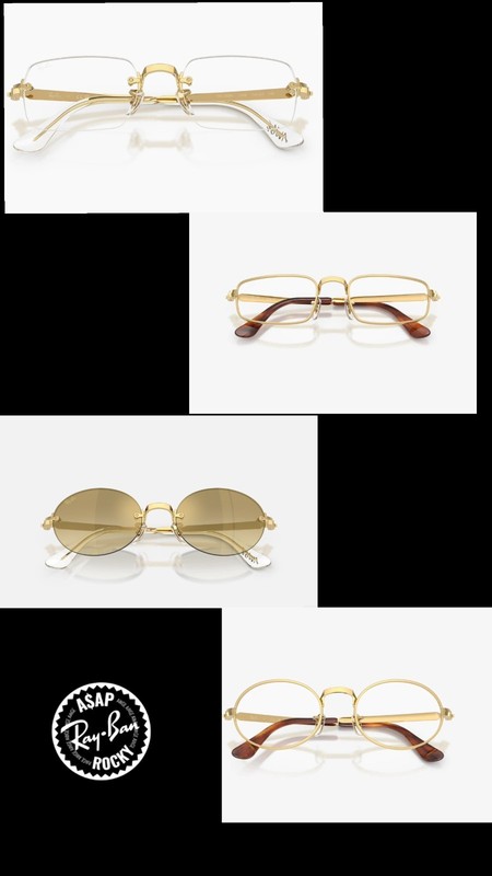 Ray-Ban A$AP Rocky Collection Gold Metal Rimless Eyewear Authentic