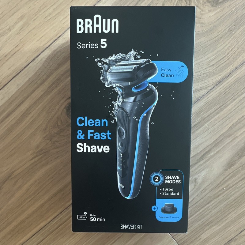 Braun Series 5 Men’s Foil Shaver Kit Waterproof Cordless Rechargeable Black/Blue