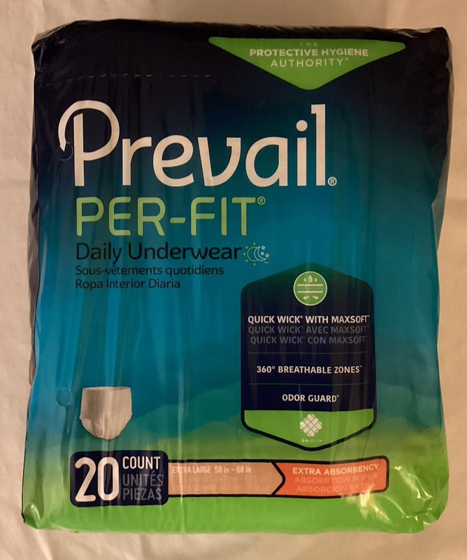 Prevail Pack of 20 PER-FIT Adult Unisex Underwear Extra Large Extra Absorbency