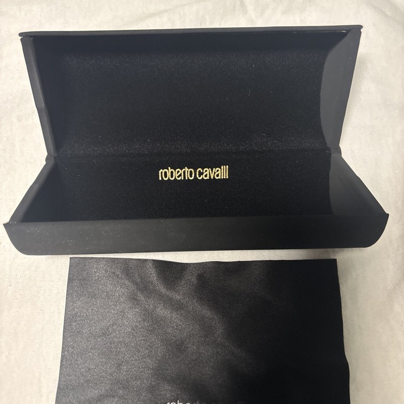 ROBERTO CAVALLI Round BLACK SUEDE LIKE SUNGLASS CASE WITH CLEANING CLOTH gallery