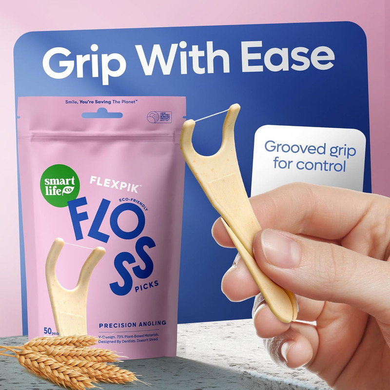 Smartlifeco Eco-Friendly Angled Dental Floss Picks (200Ct) - Flossers Made with gallery
