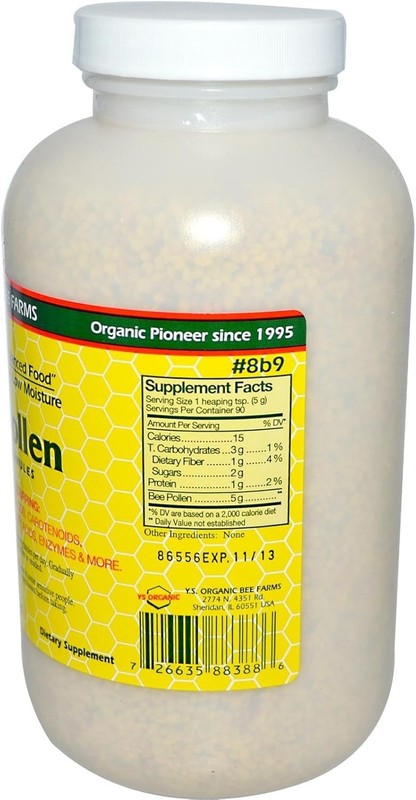 YS Eco Bee Farms 16 oz Low Moisture Whole Granular Bee Pollen - Hydration gallery