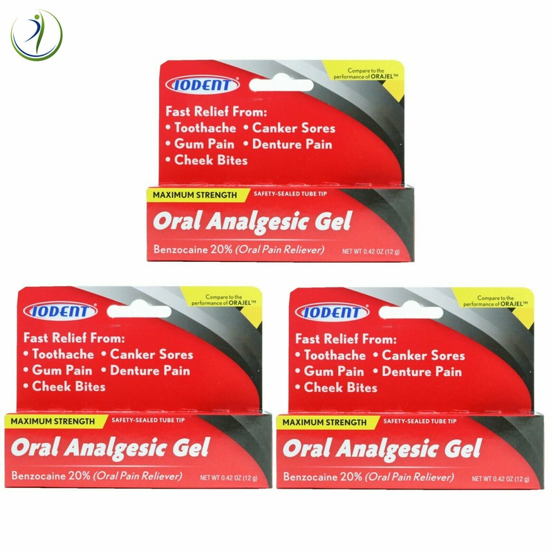 3X Oral Analgesic Gel Maximum Strength Benzocaine 20% Toothache Pain Relief 12g