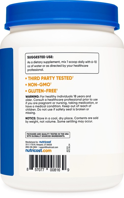 Nutricost D-Aspartic Acid (DAA) - 500G, 167 Servings, Non-GMO, Gluten Free gallery