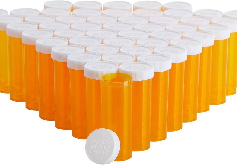 20 or 50-Pack Medicine Pill Bottles Empty With Caps for Medication Orange 0.9 In gallery