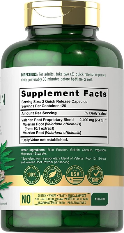 Valerian Root Capsules 2400mg | 240 Count | Non-GMO, Gluten Free | by Carlyle gallery