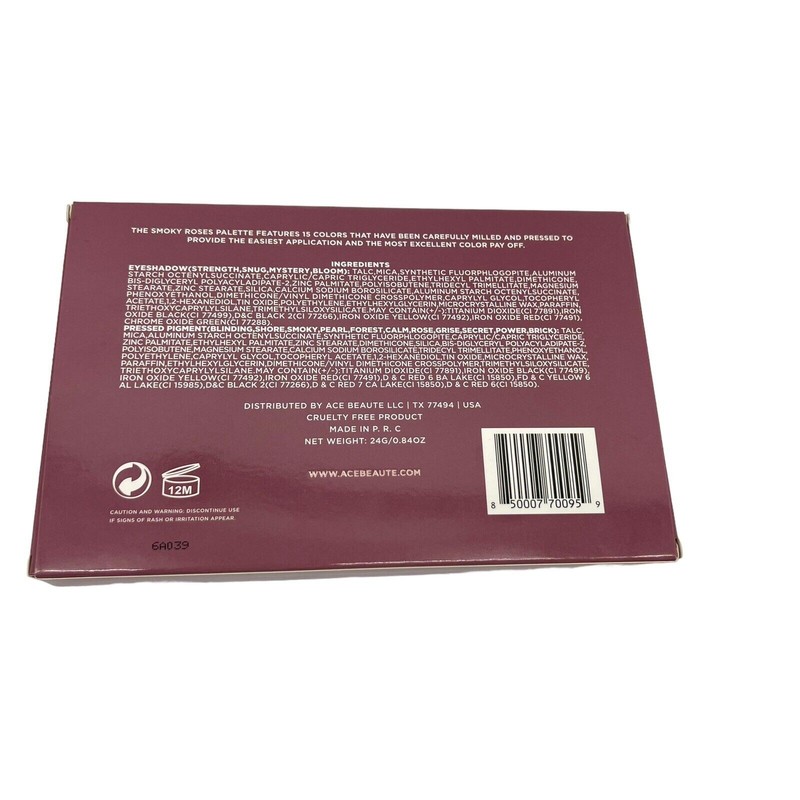 Ace Beautē Smoky Rose Eyeshadow Palette New In Box 15 Shades Matte and Shimmer gallery