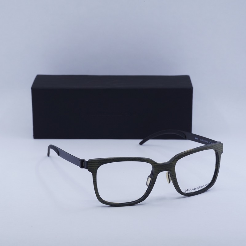 Mercedes-Benz M4017 D Khaki Wood/Black 50mm Eyeglasses New Authentic