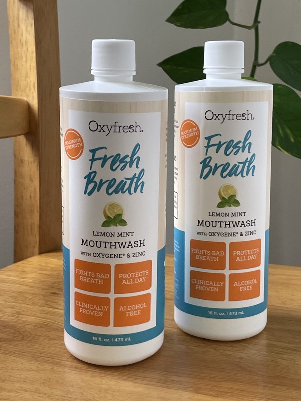 2-PACK | OXYFRESH Lemon Mint Mouthwash 16oz Fluoride Free Oral Rinse Bad Breath