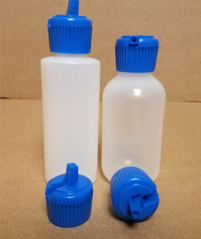 2 oz (60 ml) HDPE or LDPE Plastic Bottles with Blue Polytop Dispensing Caps gallery