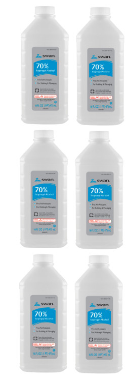 6 Bottles of Swan 70% Isopropyl Alcohol, 16-oz. Free Shipping *SPECIAL*