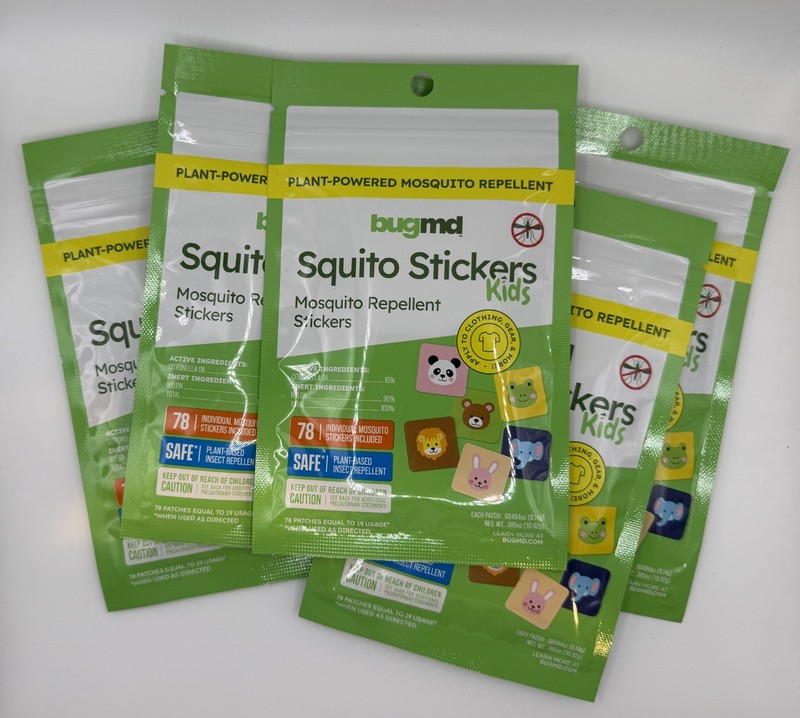 BugMD Plant-Powered Squito Stickers for Kids – 5 Packs