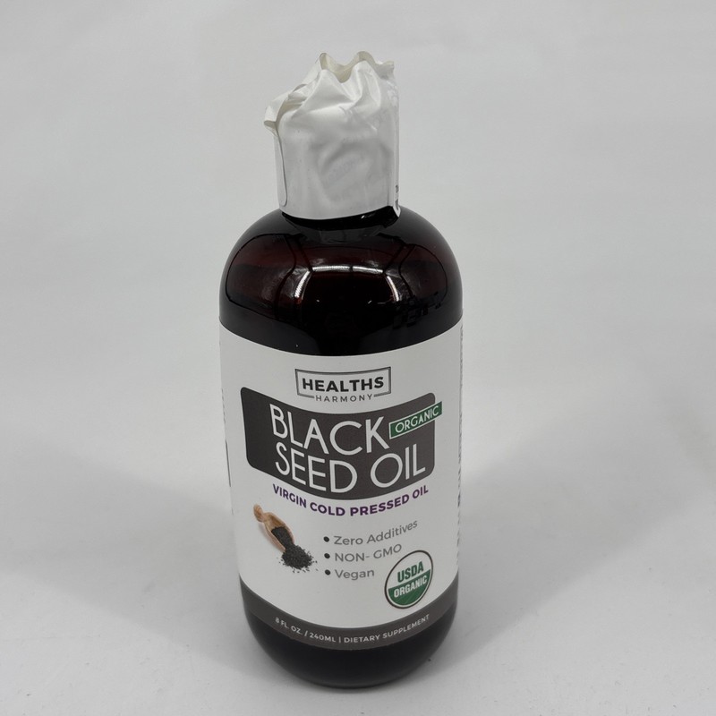 USDA Organic Black Cumin Seed Oil Liquid (8 fl oz) Premium Cold-Pressed Nigella