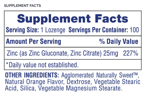 Chewable Hi Tech Zinc Lozenges 25mg - 50mg 100 Tablets Orange Flavor IMMUNITY gallery