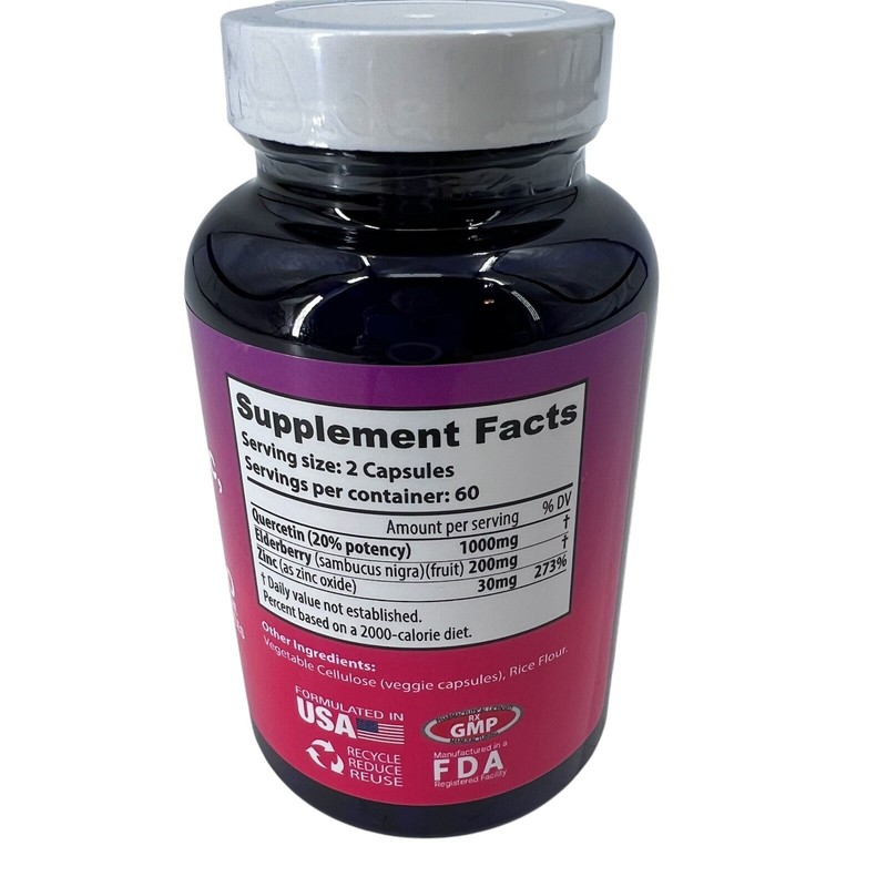 20 PACK Nutradora Quercetin Zinc & Elderberry 1000mg Per Serving Veggie Capsules gallery