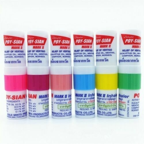 3 X POY SIAN MARK 2 II NASAL INHALER CAMPHOR OIL and EUCALYPTUS MENTHOL COLD FLU