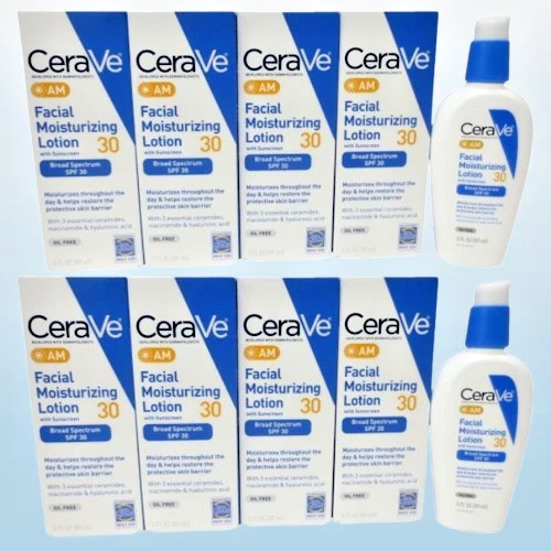 CERAVE AM FACIAL MOISTURIZING LOTION SPF30 W/ SUNSCREEN 3 OZ 09/2027 8PC DETAIL
