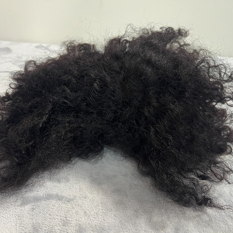 LUVME Human Hair Wig Curly Dark Brown Black With Accessories gallery