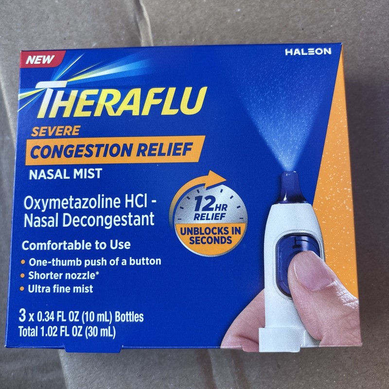 Theraflu Severe Nasal Congestion Relief Mist 3 Pack 1.02oz Total Exp 03/2027