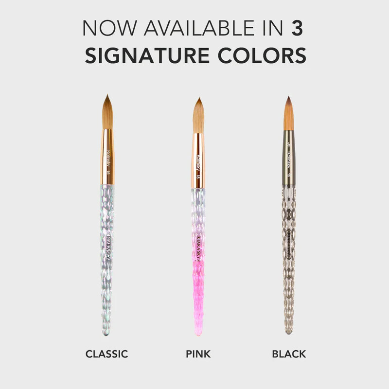 Kiara Sky Acrylic Nail Brush 100% Kolinsky – Size #8 to #20 Clear/ Pink/ Black