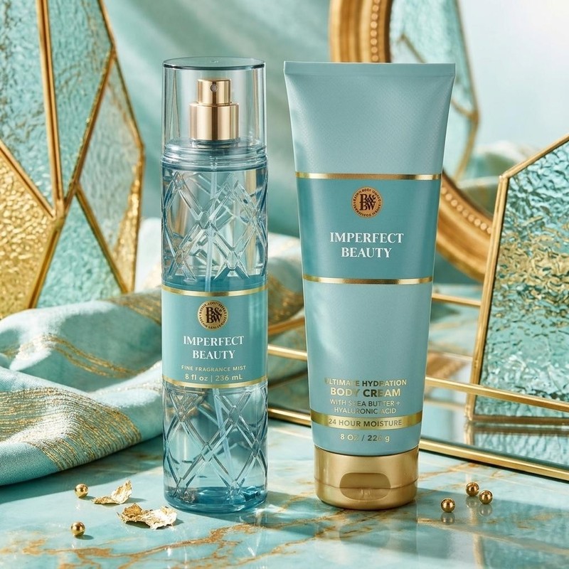 Bath & Body Works Imperfect Beauty Fragrance Mist Body Cream Lotion 2 Pc Set