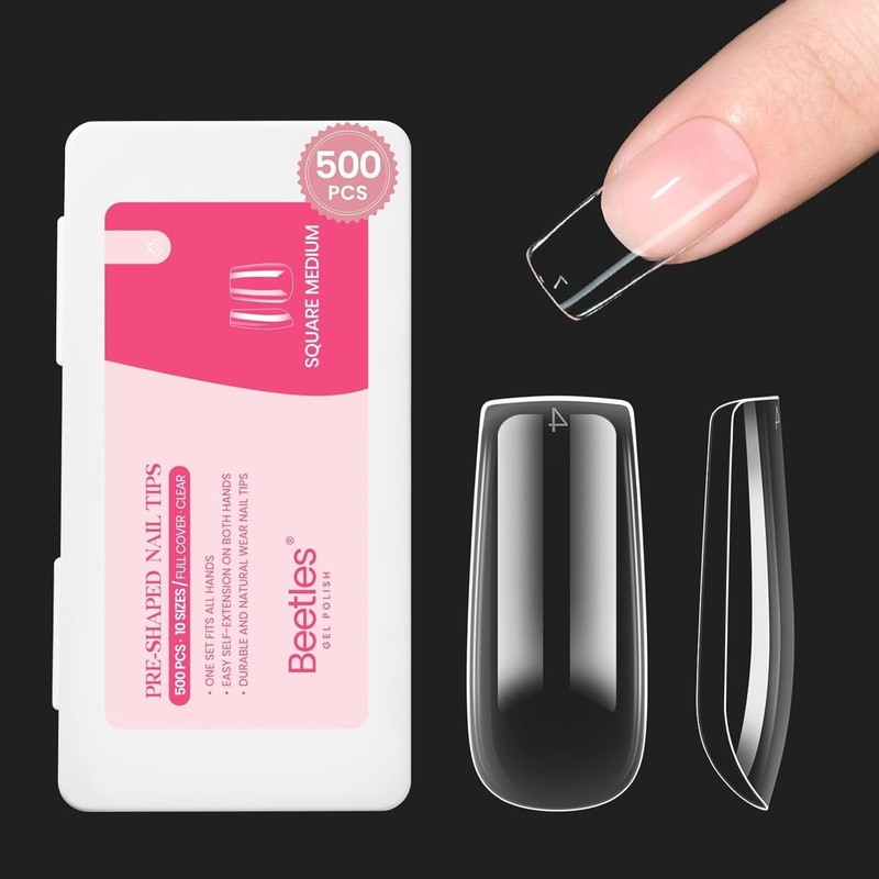 Luxury Beetles Medium Square Nail Kit: 500pcs Break-Resistant False Nails gallery