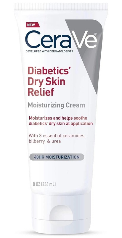 CeraVe Diabetic Dry Skin Urea Cream with Bilberry, Fragrance Free 8 Oz Free Ship