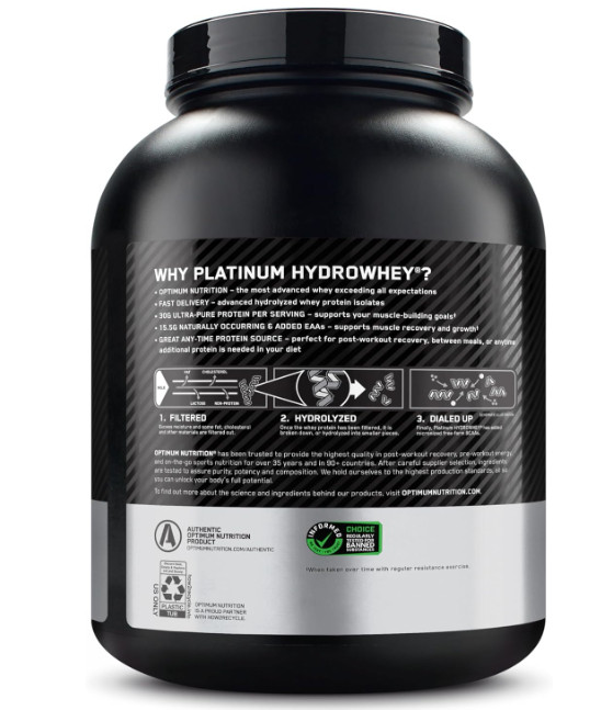Optimum Nutrition Platinum Hydrowhey Turbo Chocolate 40Sv 3.6LB gallery