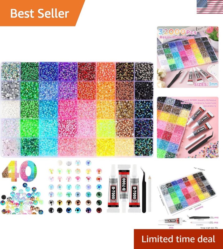 Bedazzler Kit 40 Colors Resin Jelly Rhinestones for Bedazzling, 3mm 32000 Pcs…