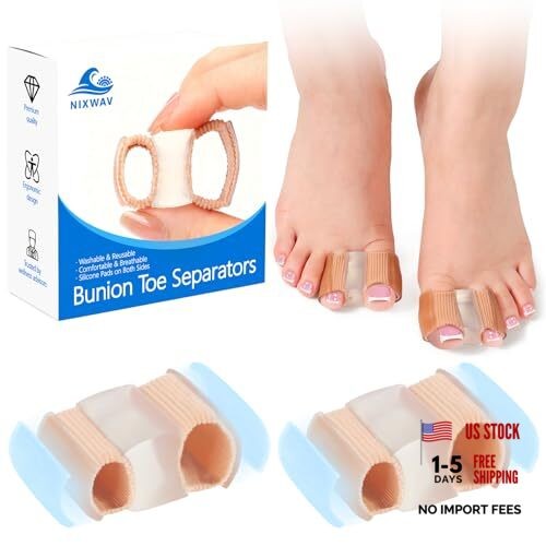 Bunion Toe Separators for Overlapping Toes, 3-Point Support Gel Toe L 2 Pack