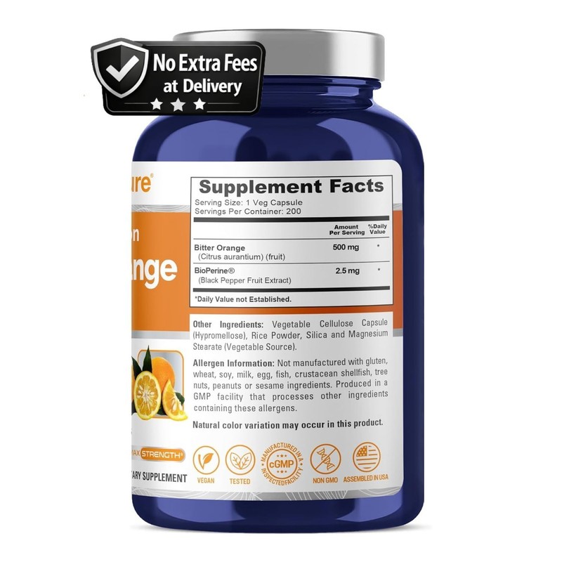 Cápsulas de Naranja Amarga de Alta Absorción 500 mg con BioPerine 200 Unidades gallery