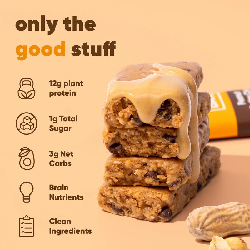 2 pack IQBAR Chocolate Chip Peanut Butter Protein Bars - Vegan Energy Bars - H gallery