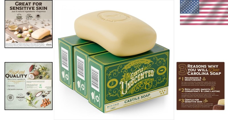 Fragrance-Free Castile Soap Bars - Organic Ingredients gallery