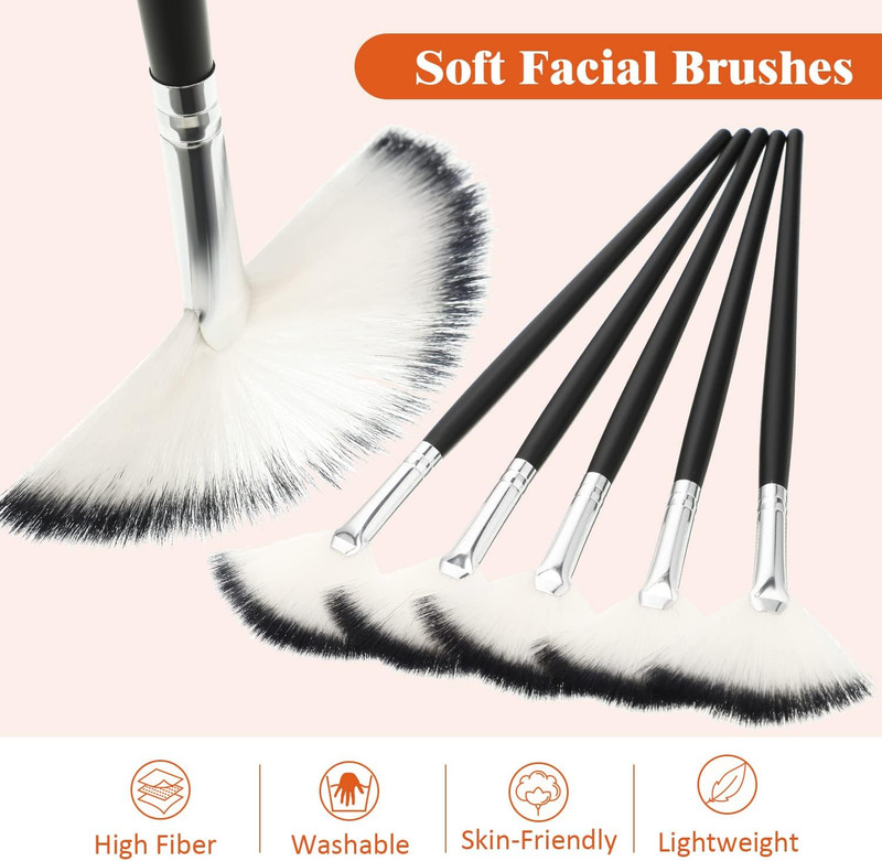 9 Pieces Facial Fan Mask Brushes, Soft Facial Applicator Brushes Tools for Peel gallery