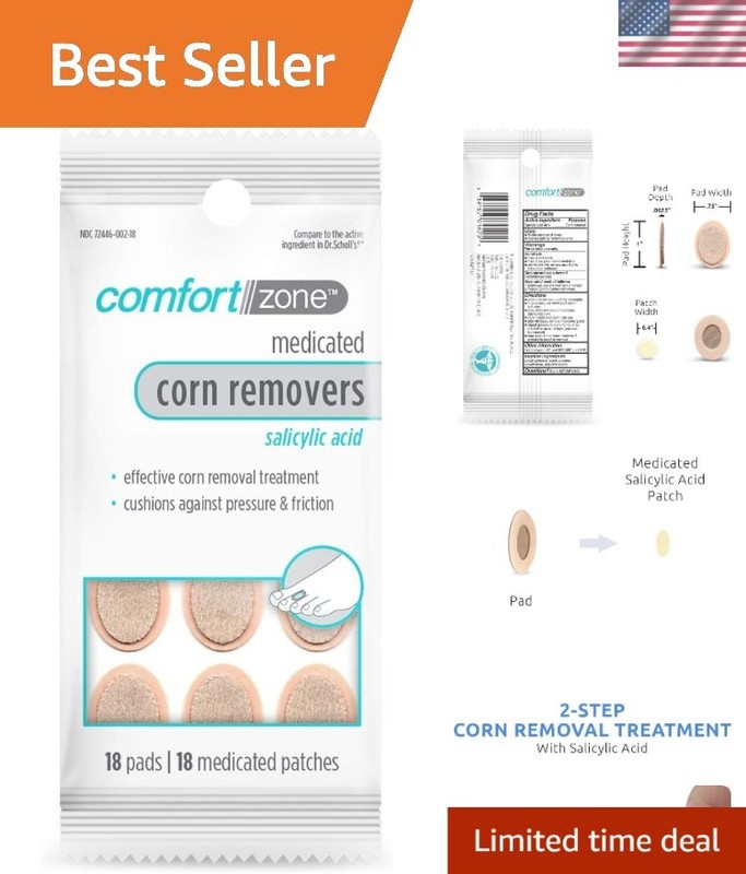 Medicated Corn Removal Pads – 18 Patches with Protective Padding for Comfort