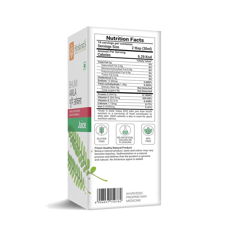 KRISHNA'S Bhumi Amla Juice Natural Liver Detoxifier Sugar Free 500 Ml gallery