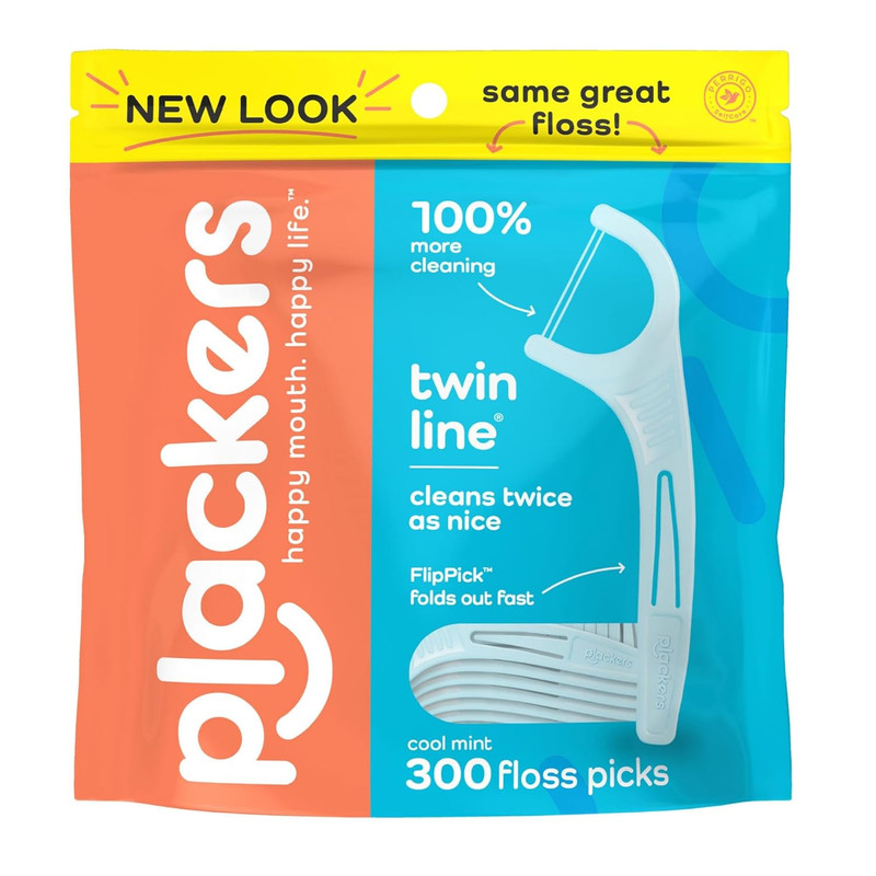Twin Line Dental Floss Picks, Dual-Line Tuffloss, Easy Storage, Cool Mint Flavor