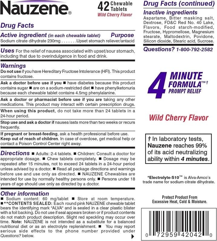 Nauzene Nausea Relief Chewable Tablets Wild Cherry Flavor, 42 Count (Pack of 1) gallery