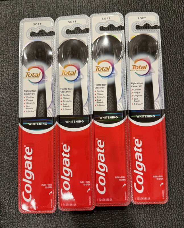 Colgate Total Active Prevention Whitening Soft Toothbrush Black 4pk 1 Yr Supply