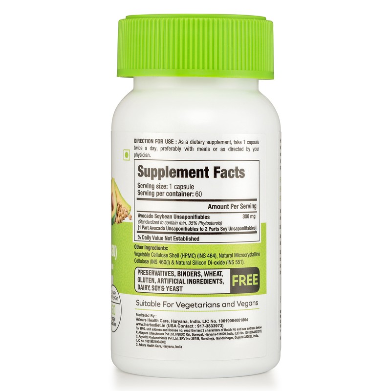 Avocado Soybean Unsaponifiables ASU 35% Phytosterols 240 Capsules Osteaarthritis gallery