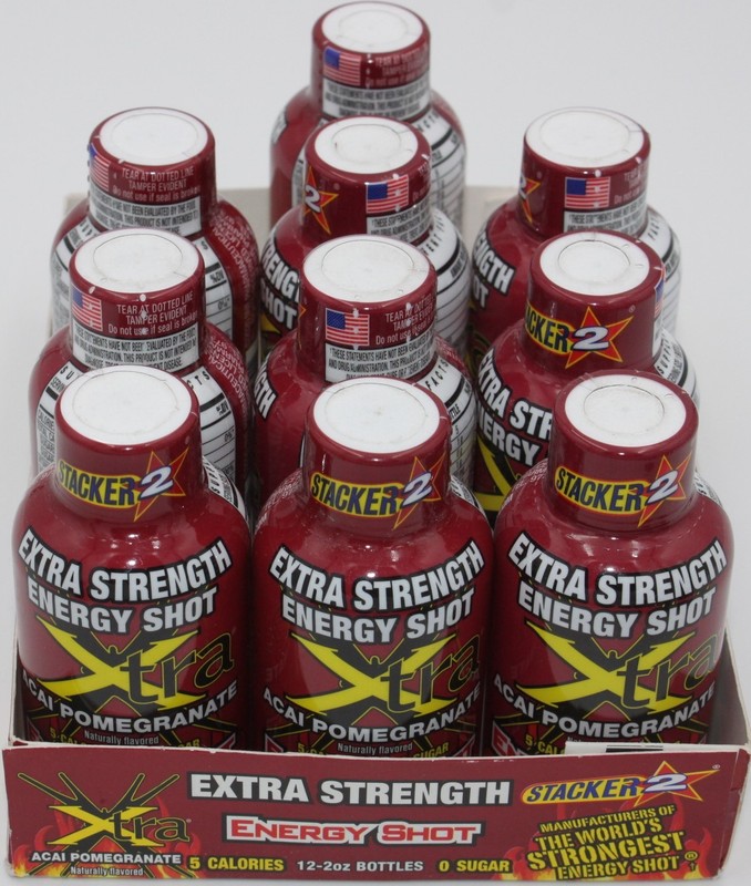 Stacker 10-PACK Pomegranate Extra Strength Energy Shots 20 oz Best By 05/2027