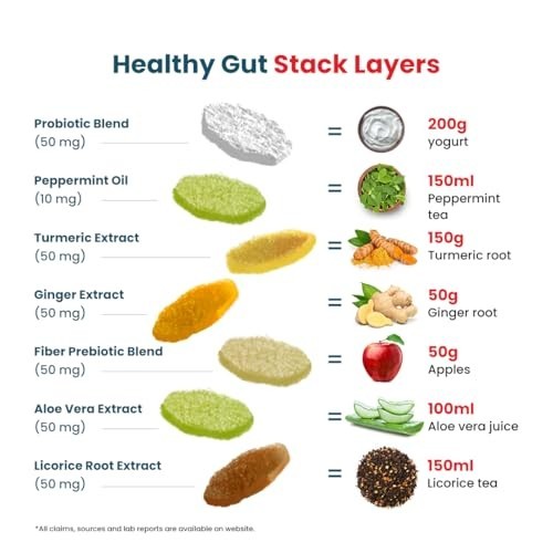 Healthy Gut Stack Probiotic Turmeric Ginger Digestion 28 Vegan Stacks Free Ship gallery