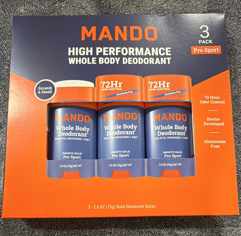 Mando Whole Body Deodorant Pro Sport Aluminum/Paraben-Free 3pk 2.6oz