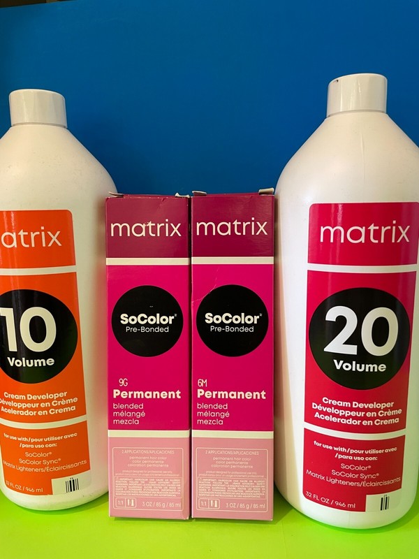 Matrix Socolor Pre-Bonded Permanent Cream Hair Color 3oz or Developer 3.6, 32oz