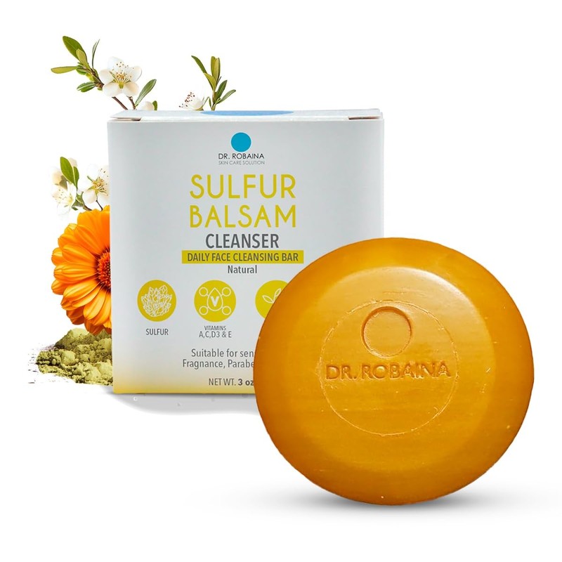 Dr. Robaina Sulfur Balsam Cleansing Bar – Face & Body 3 Ounce (Pack of 1)