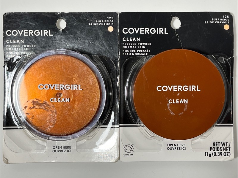 2x CoverGirl Clean Pressed Powder 125 BUFF BEIGE Original TALC